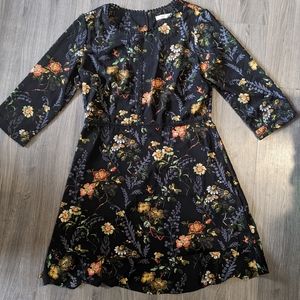 Dex 3/4 Sleeve Black Floral Dress